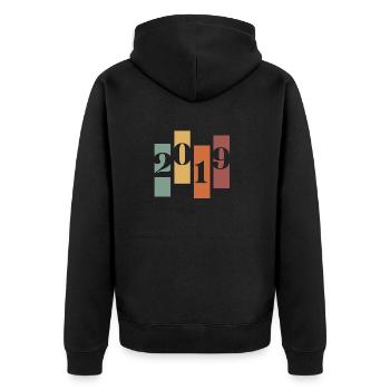 2019 Vintage Retro - Unisex Premium Organic Zip Hoodie - black - Back - Nico (187cm)