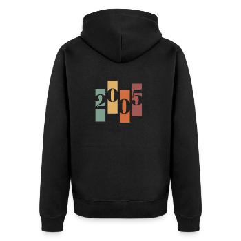 2005 Vintage Retro - Unisex Premium Organic Zip Hoodie - black - Back - Nico (187cm)