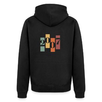 2007 Vintage Retro - Unisex Premium Bio Zip Hoodie - Schwarz - Hinten - Nico (187cm)