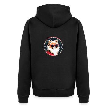 Pomeranian Zwergspitz Weihnachten Zeichnung - Unisex Premium Bio Zip Hoodie - Schwarz - Hinten - Nico (187cm)