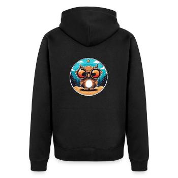 Eule Weihnachten Zeichnung - Unisex Premium Bio Zip Hoodie - Schwarz - Hinten - Nico (187cm)