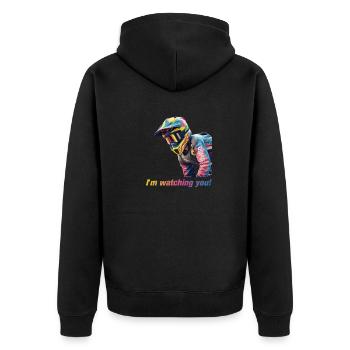 Motocross rider watching you AI - Unisex Premium Bio Zip Hoodie - Schwarz - Hinten - Nico (187cm)