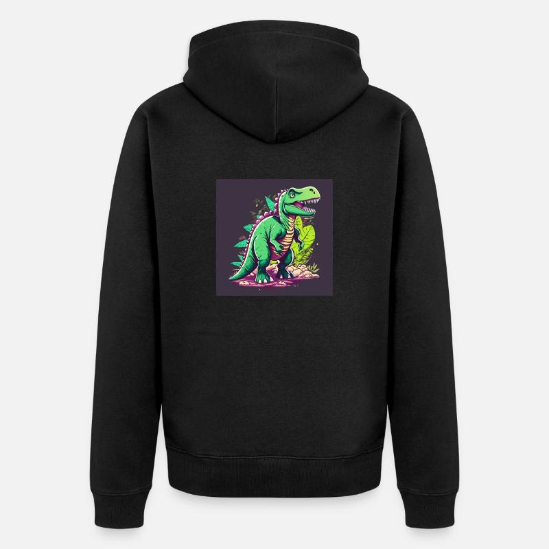Wütender T-Rex - Unisex Premium Bio Zip Hoodie - Schwarz