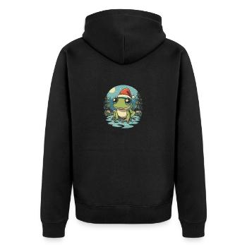 Weihnachtsfrosch Kawaii - Unisex Premium Bio Zip Hoodie - Schwarz - Hinten - Nico (187cm)