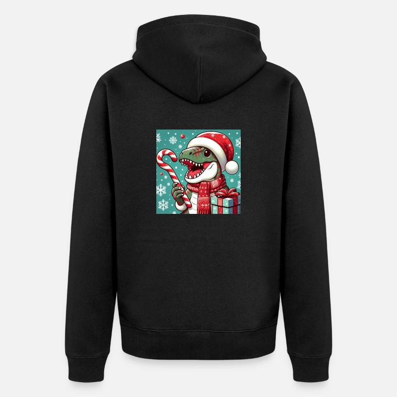 Dinosaure de Noël - Veste à capuche bio Premium Unisexe - noir
