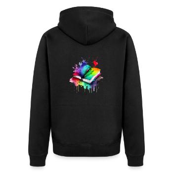 Buch Lesen Bücher Leser Geschenk Buchliebhaber - Unisex Premium Bio Zip Hoodie - Schwarz - Hinten - Nico (187cm)