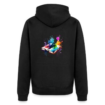 Buchliebhaber Lesen Bücher Leser Geschenk Buch - Unisex Premium Bio Zip Hoodie - Schwarz - Hinten - Nico (187cm)