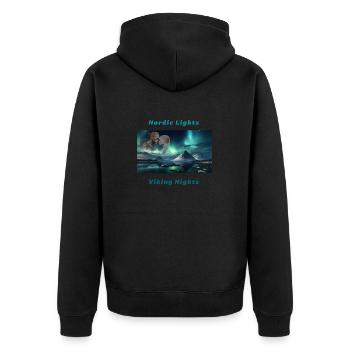 Viking Couple - Nordic Lights, Viking Nights - Unisex Premium Organic Zip Hoodie - black - Back - Nico (187cm)