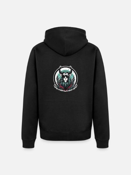 Krampus Christmas Drawing - Unisex Premium Organic Zip Hoodie - black