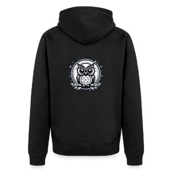 Eule Weihnachten Zeichnung - Unisex Premium Bio Zip Hoodie - Schwarz - Hinten - Nico (187cm)