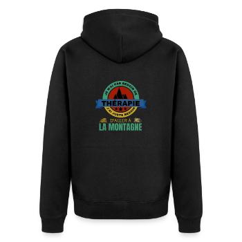 Rando MONTAGNE Therapie - Veste à capuche bio Premium Unisexe - noir - Dos - Nico (187cm)