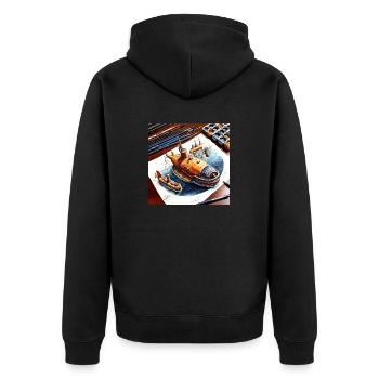 U-Boot Nr. 5 - Unisex Premium Bio Zip Hoodie - Schwarz - Hinten - Nico (187cm)