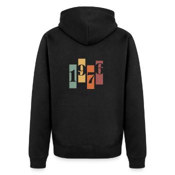 1976 Vintage Retro - Unisex Premium Organic Zip Hoodie - black - Back - Nico (187cm)