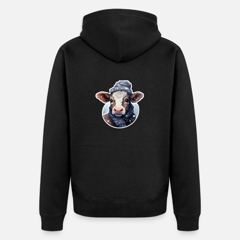 Méga veau mignon en hiver - Veste à capuche bio Premium Unisexe - noir