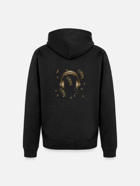 Earphone - Unisex Premium Organic Zip Hoodie - black