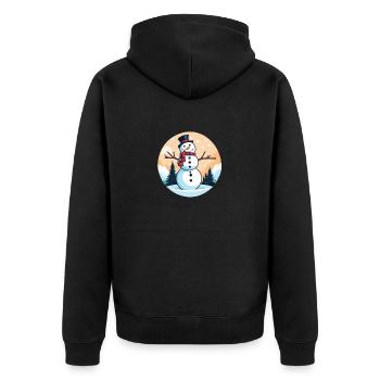 Schneemann Weihnachten Zeichnung - Unisex Premium Bio Zip Hoodie - Schwarz - Hinten - Nico (187cm)