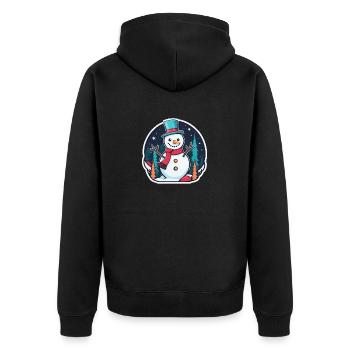 Dessin de Noël bonhomme de neige - Veste à capuche bio Premium Unisexe - noir - Dos - Nico (187cm)