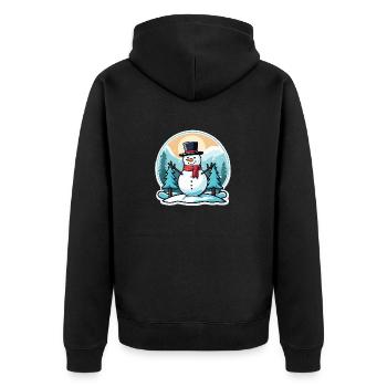 Schneemann Weihnachten Zeichnung - Unisex Premium Bio Zip Hoodie - Schwarz - Hinten - Nico (187cm)