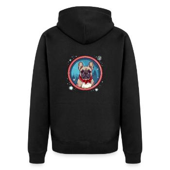 Französische Bulldogge Hund Weihnachten, Liebeshunde - Unisex Premium Bio Zip Hoodie - Schwarz - Hinten - Nico (187cm)