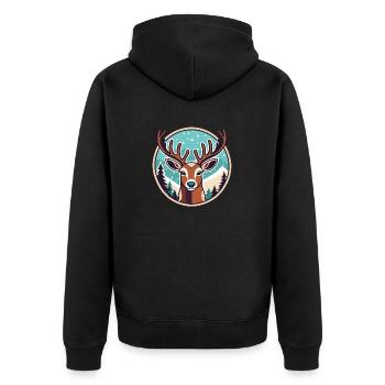 Reindeer Christmas Drawing - Unisex Premium Organic Zip Hoodie - black - Back - Nico (187cm)