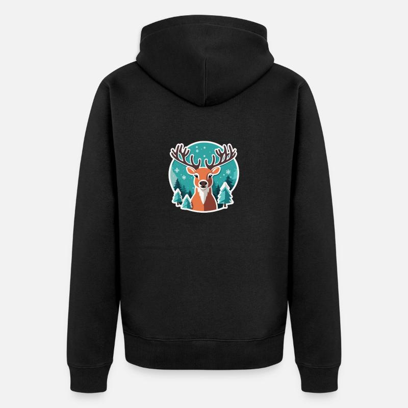 Dessin de Noël de renne - Veste à capuche bio Premium Unisexe - noir