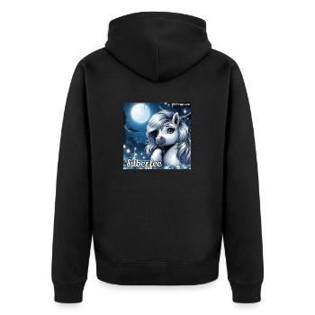 Silberfee fantastisch - Unisex Premium Bio Zip Hoodie - Schwarz - Hinten - Nico (187cm)
