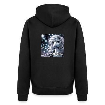 Silberfeenzauber - Unisex Premium Bio Zip Hoodie - Schwarz - Hinten - Nico (187cm)