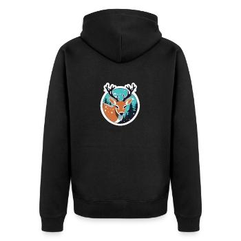 Reindeer Christmas Drawing - Unisex Premium Organic Zip Hoodie - black - Back - Nico (187cm)