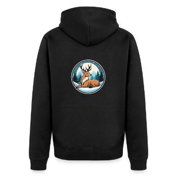 Reindeer Christmas Drawing - Unisex Premium Organic Zip Hoodie - black - Back - Nico (187cm)