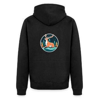 Reindeer Christmas Drawing - Unisex Premium Organic Zip Hoodie - black - Back - Nico (187cm)