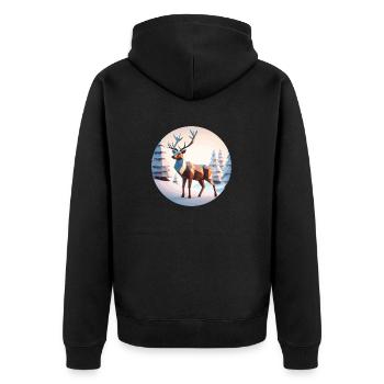 Reindeer Low Poly Christmas - Unisex Premium Organic Zip Hoodie - black - Back - Nico (187cm)