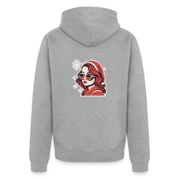 Mädchen Weihnachten Zeichnung - Unisex Premium Bio Zip Hoodie - Grau meliert - Hinten - Nico (187cm)