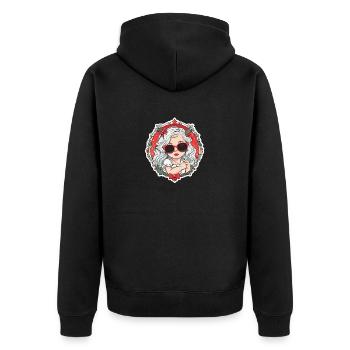 Mädchen Weihnachten Zeichnung - Unisex Premium Bio Zip Hoodie - Schwarz - Hinten - Nico (187cm)