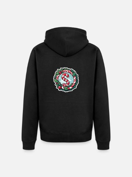 Candy Cane Christmas Drawing - Unisex Premium Organic Zip Hoodie - black