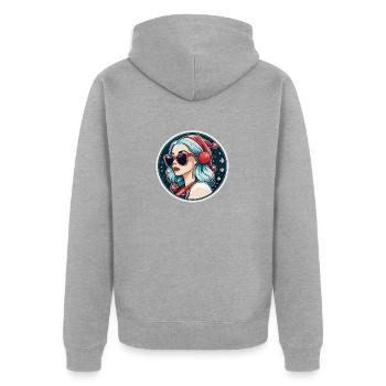 Mädchen Weihnachten Zeichnung - Unisex Premium Bio Zip Hoodie - Grau meliert - Hinten - Nico (187cm)