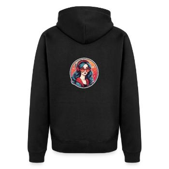 Mädchen Weihnachten Zeichnung - Unisex Premium Bio Zip Hoodie - Schwarz - Hinten - Nico (187cm)