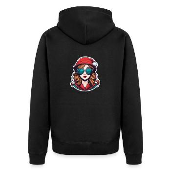 Mädchen Weihnachten Zeichnung - Unisex Premium Bio Zip Hoodie - Schwarz - Hinten - Nico (187cm)