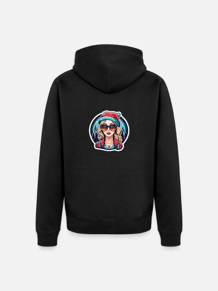 Girl Christmas Drawing - Unisex Premium Organic Zip Hoodie - black