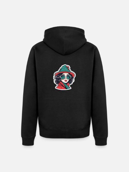 Mädchen Weihnachten Illustration - Unisex Premium Bio Zip Hoodie - Schwarz