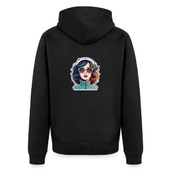 Mädchen Weihnachten Zeichnung - Unisex Premium Bio Zip Hoodie - Schwarz - Hinten - Nico (187cm)