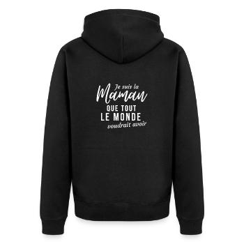 Maman que tout le monde - Veste à capuche bio Premium Unisexe - noir - Dos - Nico (187cm)