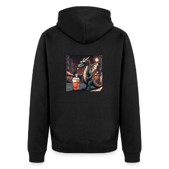 Welsh Street Coffee - Unisex Premium Organic Zip Hoodie - black - Back - Nico (187cm)