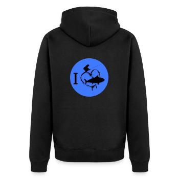 eisangeln angeln eisangler winterfischen - Unisex Premium Bio Zip Hoodie - Schwarz - Hinten - Nico (187cm)