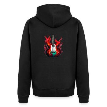 Gitarre Musikinstrument Gitarrist Zupfinstrument - Unisex Premium Bio Zip Hoodie - Schwarz - Hinten - Nico (187cm)