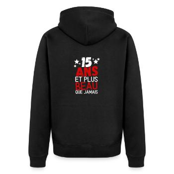 15 ans et plus beau que jamas - Veste à capuche bio Premium Unisexe - noir - Dos - Nico (187cm)