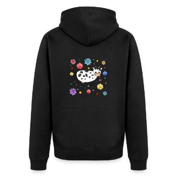 Cow - Unisex Premium Organic Zip Hoodie - black - Back - Nico (187cm)