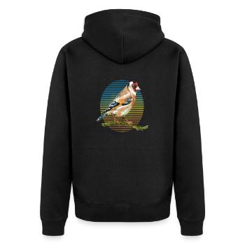 Bunter Vogel - Unisex Premium Bio Zip Hoodie - Schwarz - Hinten - Nico (187cm)