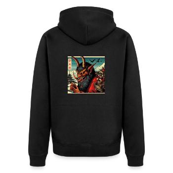 Krampus - Japanese Style - Unisex Premium Organic Zip Hoodie - black - Back - Nico (187cm)