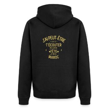 Dans ma Tête je suis Au Maroc - Veste à capuche bio Premium Unisexe - noir - Dos - Nico (187cm)