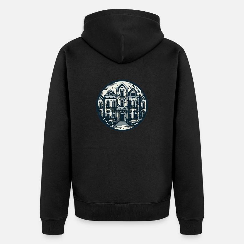 maison abandonnée noir et blanc - Veste à capuche bio Premium Unisexe - noir